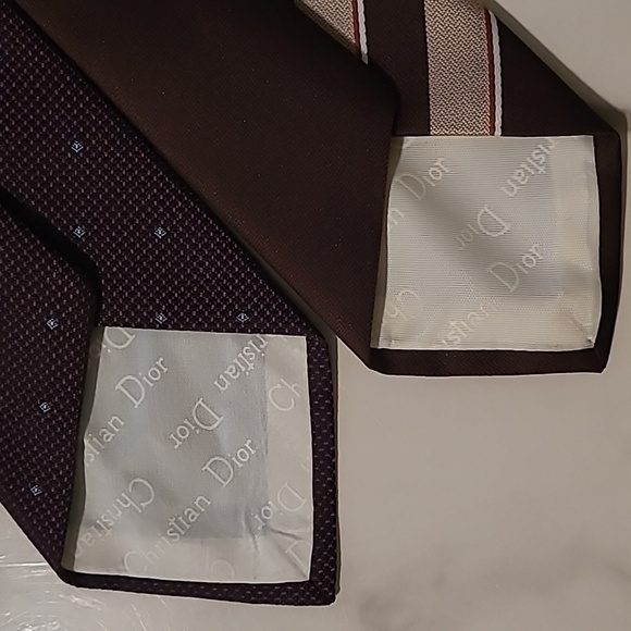Vtg Christian Dior Men's Ties Set 2 Brown Patterns Designer Professional Career - Picture 4 of 8